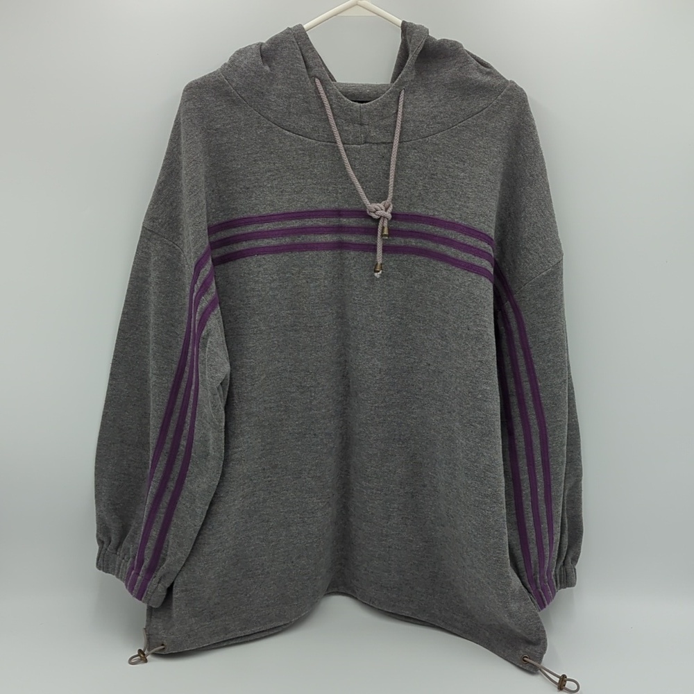 Amelias Oversize Hooded Stripped Sweater Medium Women's GreyPurple Y2k